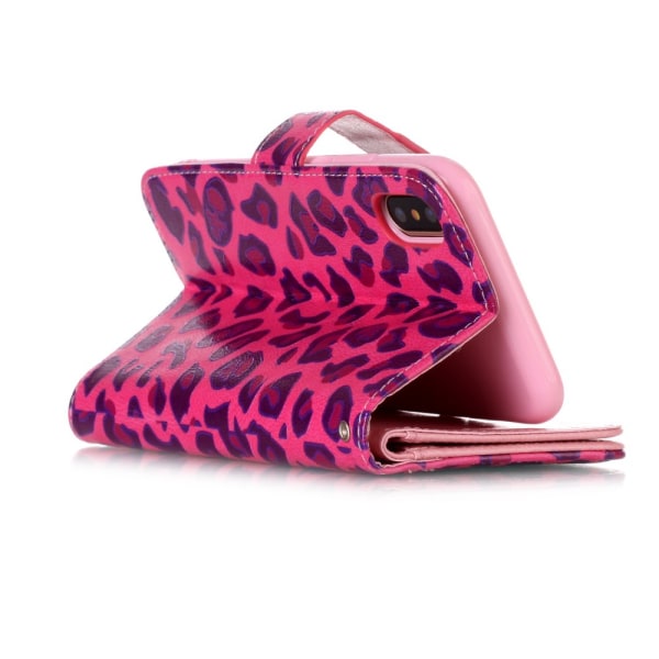 iPhone XS Max Fodral 9 Kortplatser - Rose Leopard multifärg