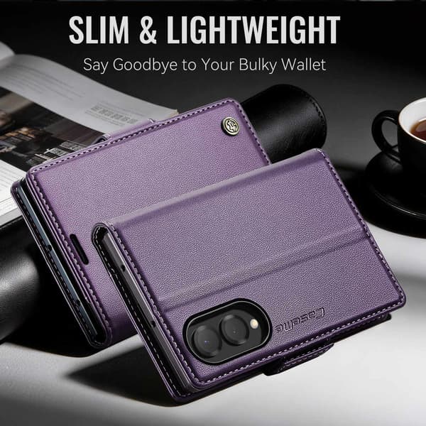CASEME Glansigt telefonplånboksfodral till Samsung Galaxy Z Fold8 Lila