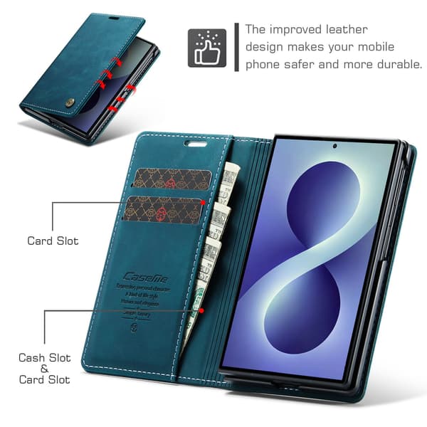 CASEME Telefonplånboksfodral med stöd till Samsung Galaxy Z Fold8 Blå