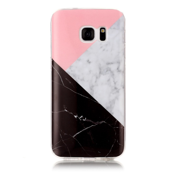 MTK Samsung Galaxy S7 SM-G930 TPU Marmor - Rosa-Vit-Svart Svart