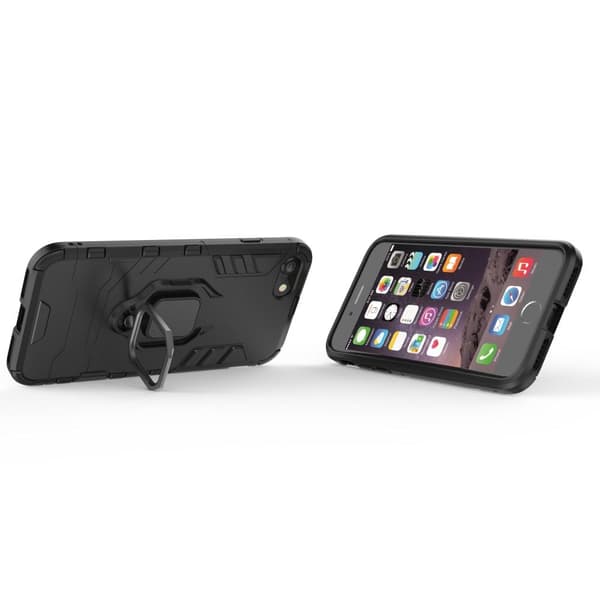 iPhone SE/8/7/6/6S Fingerring Kickstand Hybrid Taske Black