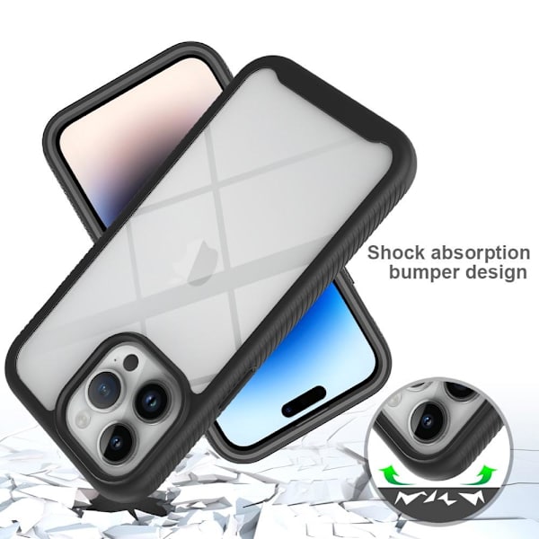 För iPhone 15 Pro Max Full Protection Skal Fodral 3-i-1 + skärmskydd Svart