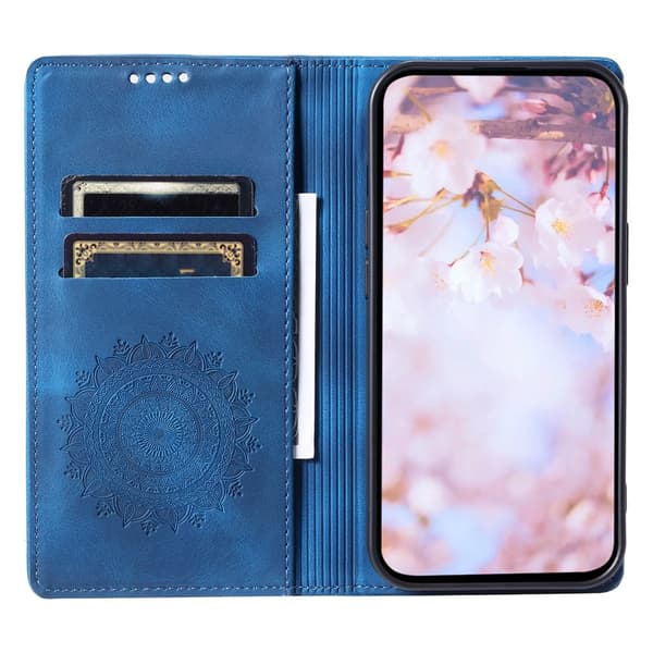 For Samsung Galaxy A57 5G deksel med magnetisk lukking med preget mønster Blue