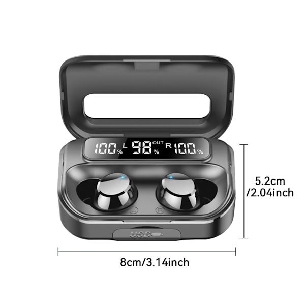 Q26 Bluetooth-hodesett Digital Display In-Ear trådløse hodetelefoner PowerBank-funksjon Black