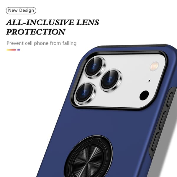 Skal kompatibelt med iPhone 17 Pro, Hybrid skal med Finger Ring - Blå Blå