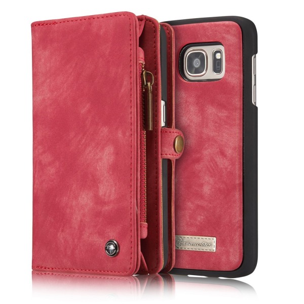 CASEME Samsung Galaxy S7 Edge Retro läder Plånboksfodral - Röd Red