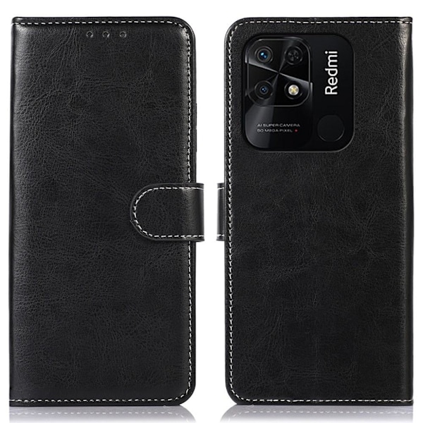 Xiaomi Redmi 10C Crazy Horse Texture -puhelinkotelolle Black