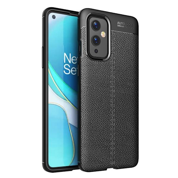 Litchi Skin Soft TPU Taske til OnePlus 9 - Sort Black