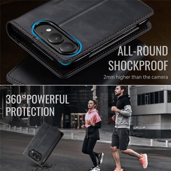 CASEME Telefonpungcover med kalveskindstekstur til iPhone Duo Black