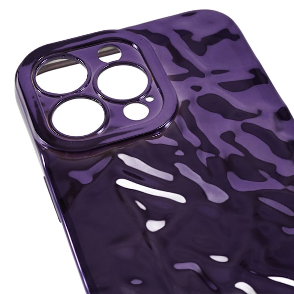 TPU-etui for iPhone 15 Pro med elektroplettering, rynket og ujevn overflate Purple