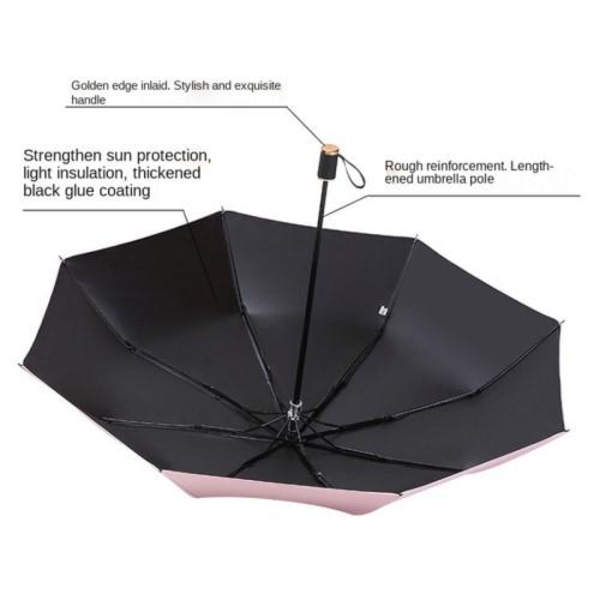 Anti - UV Paraply Bärbart hopfällbart Regn Autoöppning / Marinblå Blå