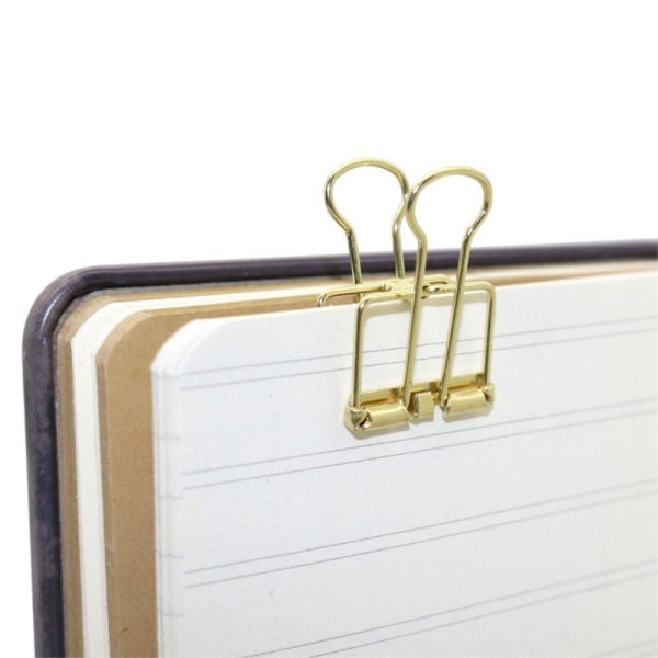 3 Pcs Hollow Metal Binder Clips Home Office Paper Holder Medium - Mixed Colours Gold