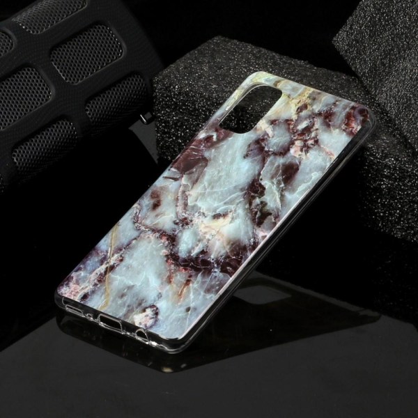 Marble Pattern IMD TPU Soft Back Case for Samsung Galaxy A41 - Style E Black