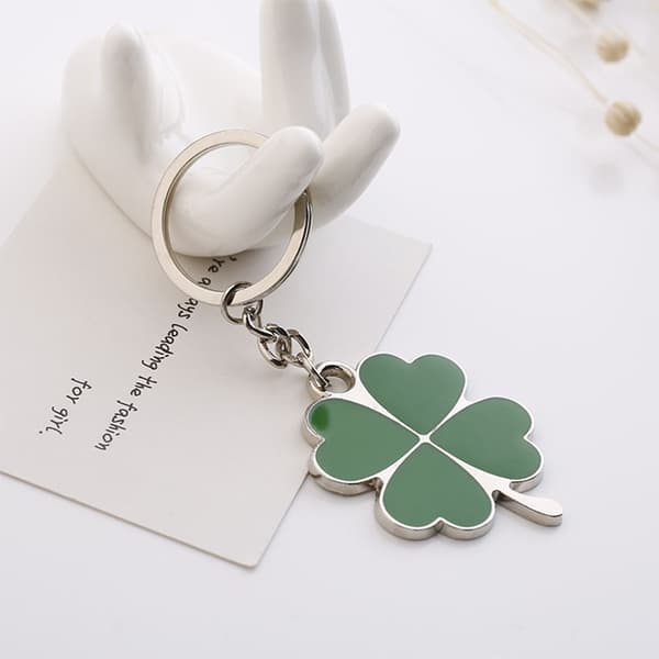Clover Keychain Zinc Alloy Key Ring Hanging Ornament Key Chain Grön