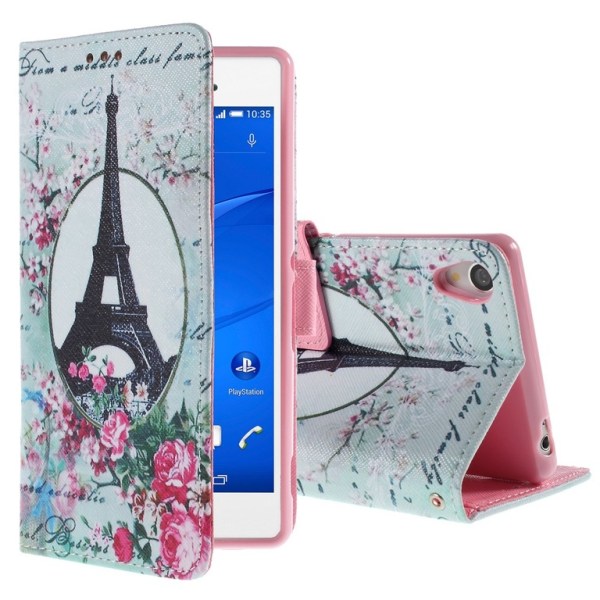 Sony Xperia Z3 Eiffel Tornet & Blommor Plånboksfodral Multicolor