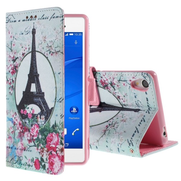 Sony Xperia Z3 Eiffel Tower & Flowers -lompakkokotelo Multicolor