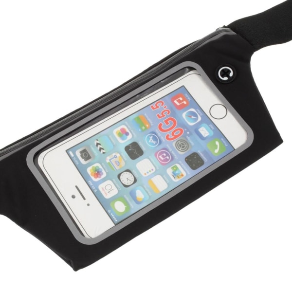 Vandtæt løbebælte taljetaskebetræk 6.5" Smartphone Black