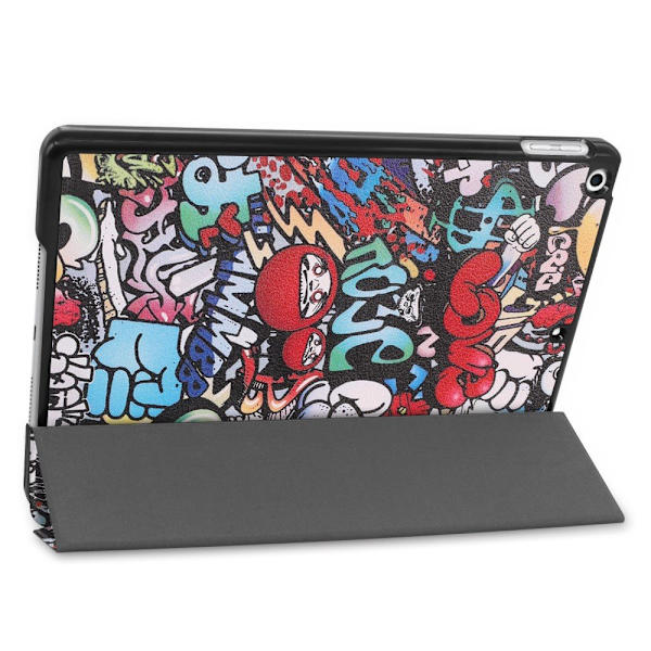 Apple iPad 10.2 Trifoldet Stativ Tablet - Taske - Graffiti Mønster Multicolor