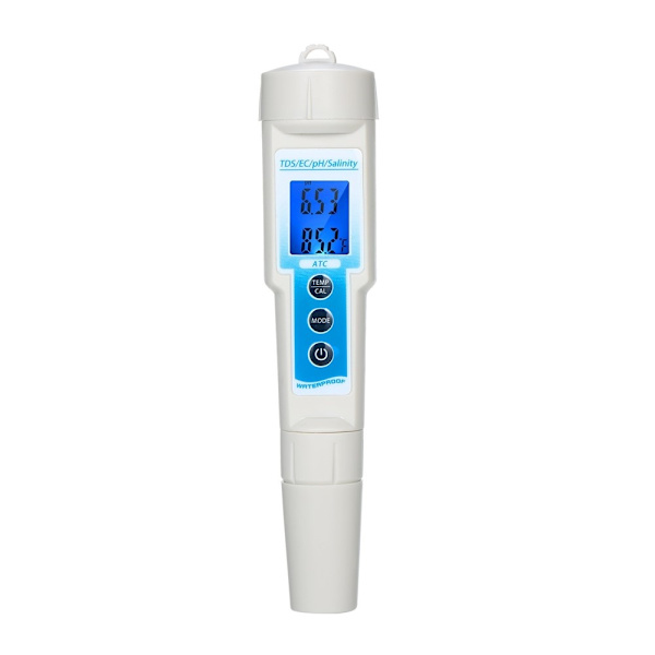 Måler 5-i-1 vandkvalitet / TDS / EC / pH / Salinitet / Temperatur White