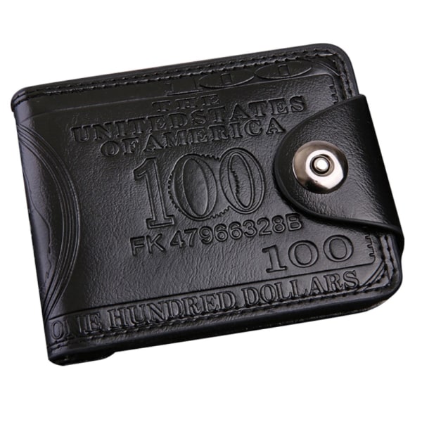 Plånbok Börs 100 dollar sedel Pengar Bifold korthållare - Sort Black