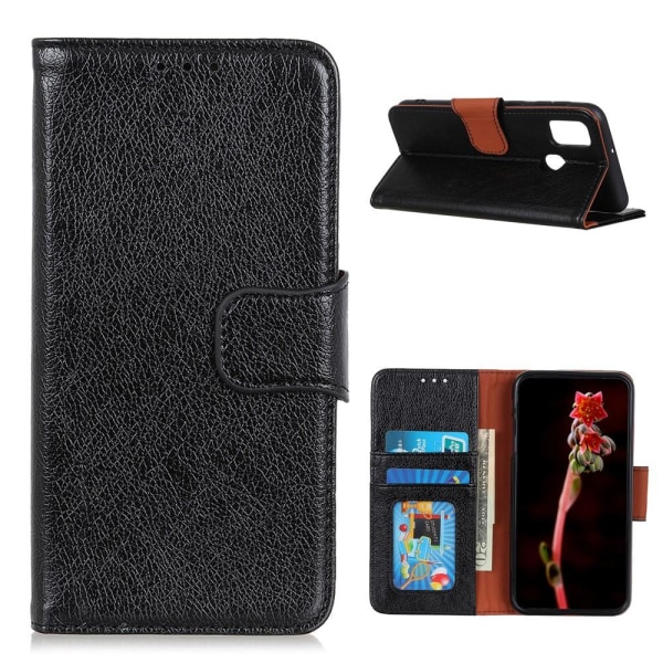 Nappa Texture Split Wallet Stand Cover til OnePlus Nord N100 - B Black