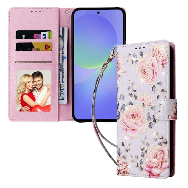 Till Samsung Galaxy A37 5G blomsterfodral Rosa