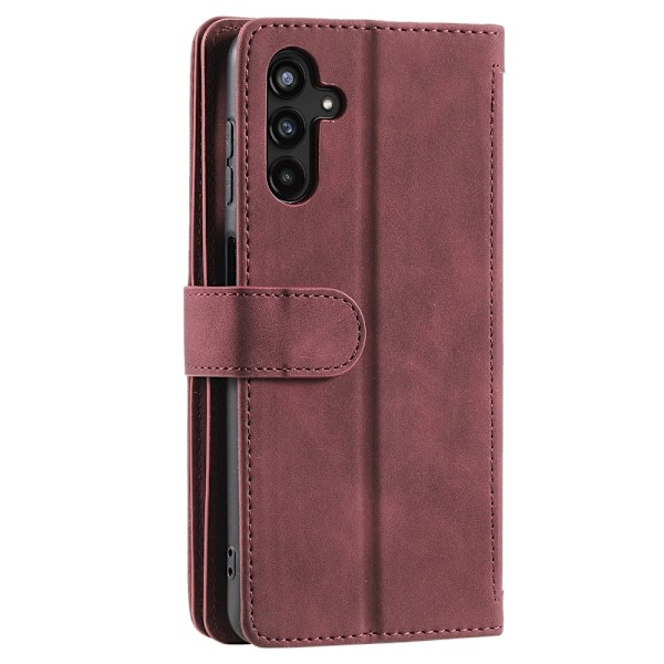 For Samsung Galaxy A16 5G / A16 4G Case Zipper Pocket PU Leather Phone Cover with 9 Card Slots Red