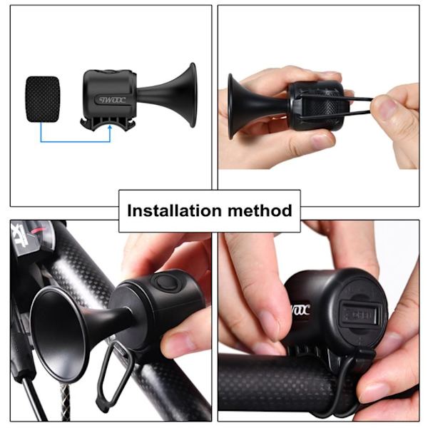 WOOC sähköinen polkupyörän torvi 120dB kovaääninen pyöräkello Black