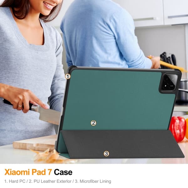 Slim Fit Cover Case til Xiaomi Pad 7 Auto Wake / Sleep - Grøn Green