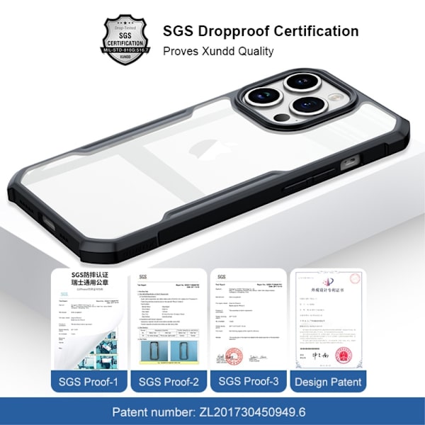XUNDD TPU Hybrid Skal Fodral till iPhone 15 Pro Max - Svart Svart