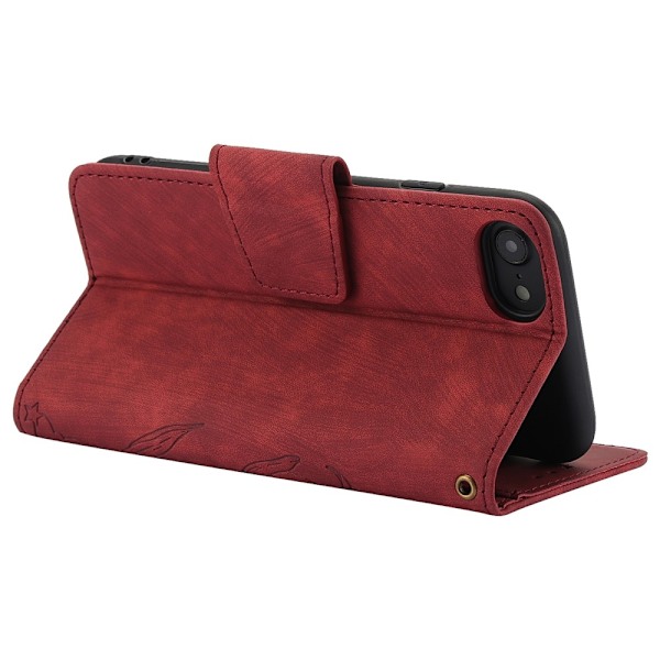 Til iPhone 17e / 16e Etui Sommerfugl Blomst Ridsefast Telefoncover Red