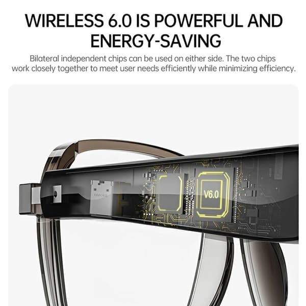 Smarte briller AI Bluetooth 6.0 156 språk Sanntidsoversettelse Oversetter Black
