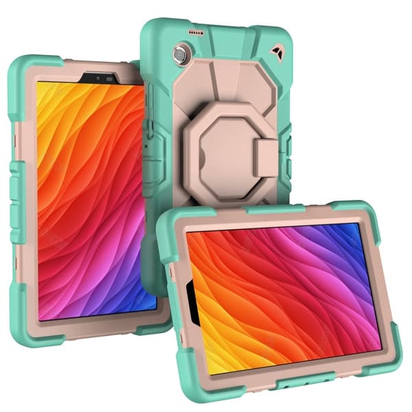Til Samsung Galaxy Tab A11 Etui PC+Silikone Tablet Cover Green + Pink Multicolor