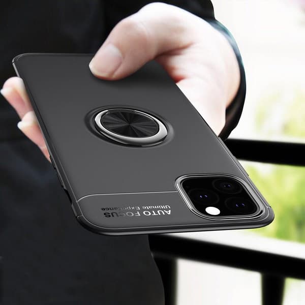 iPhone 11 Finger Ring Stativ (Innebygd metallplate) Etui Black