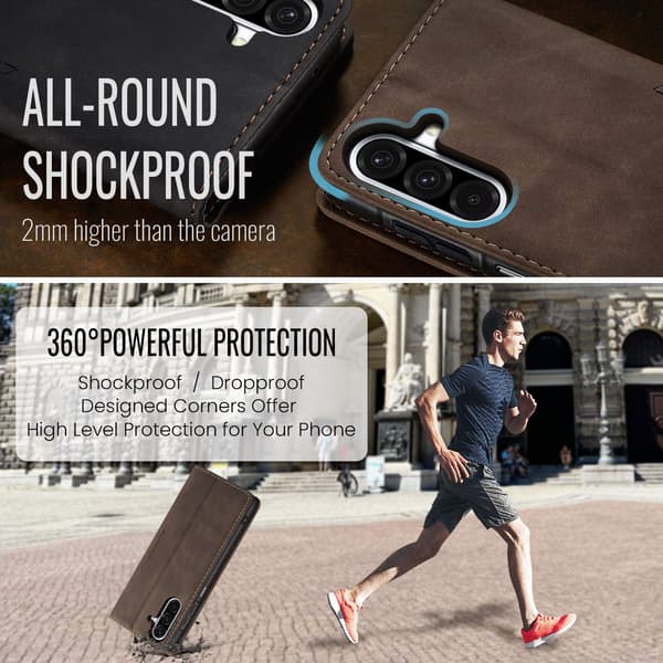 Til Samsung Galaxy A37 5G CASEME Lommebokdeksel brun