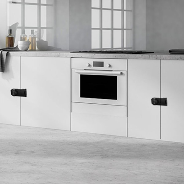 Lukko kaappiin ja oveen salasanalla 4 reikää 5" ruuvi varkaudenesto Helppo asennus Black