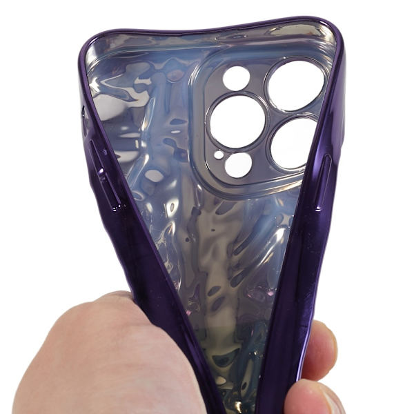 TPU-etui for iPhone 15 Pro med elektroplettering, rynket og ujevn overflate Purple