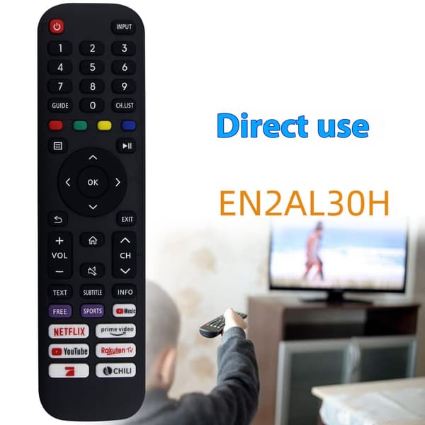 Fjernbetjeningserstatning til EN2AL30H til Hisense Smart Tv Black