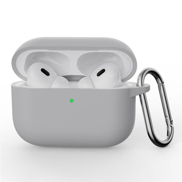 Til AirPods Pro 3 Silikondeksel Integrert Bluetooth-øretelefondeksel med krok - Lys grå Grey