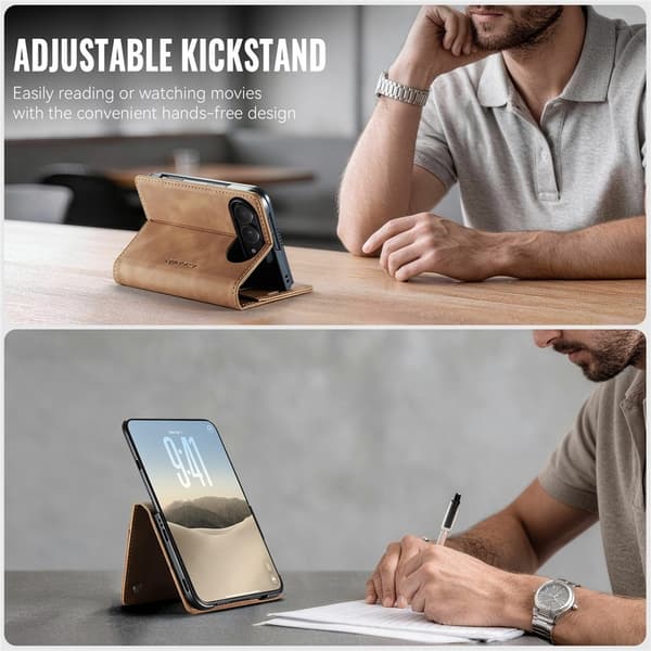 CASEME Telefonlommebokdeksel til iPhone Duo Brown