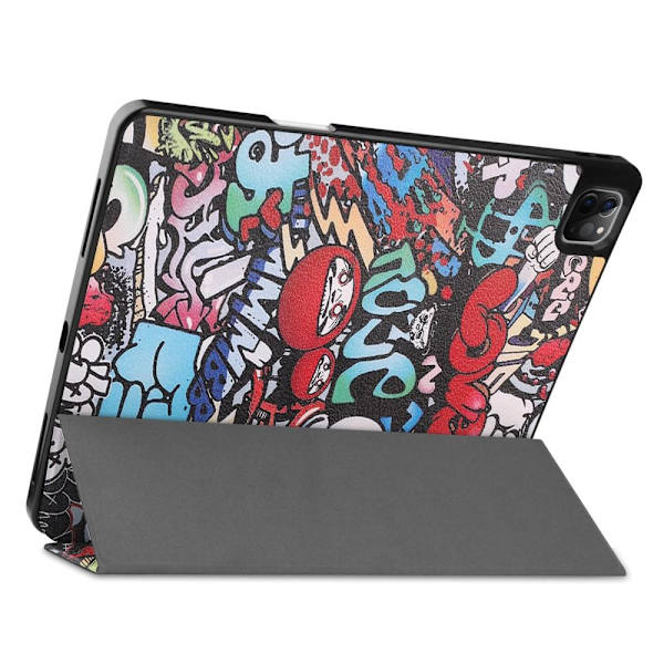 iPad 12.9" Pro 2021 Tri-fold Stand Tablet Case Cover - Graffiti Multicolor