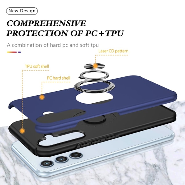 Samsung Galaxy A55 Fingerring Kickstand Hybrid Taske Blue