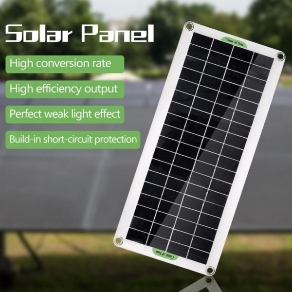 30W Bärbar Solpanel Solar Charge Controller för Camping Bil Båt Svart