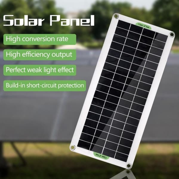 30W bærbart solpanel solopladningsregulator til bilbådcamping Black