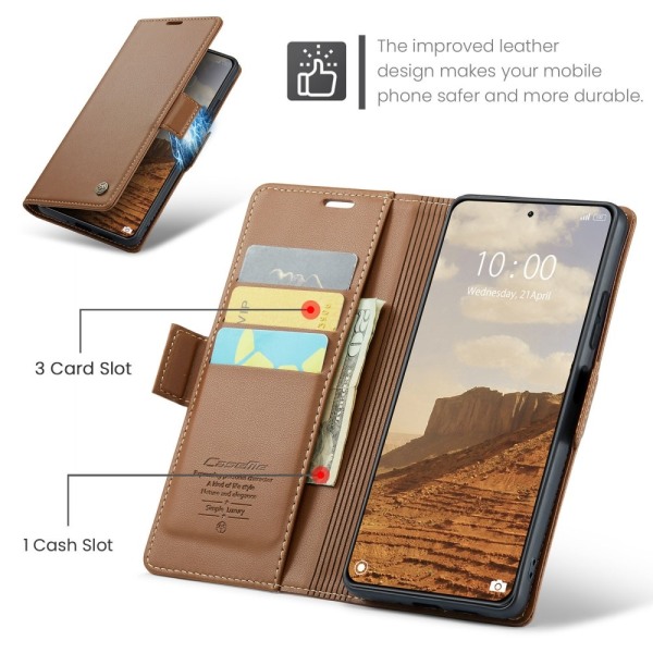 CASEME Retro Lompakkokotelo Xiaomi 14 Brown