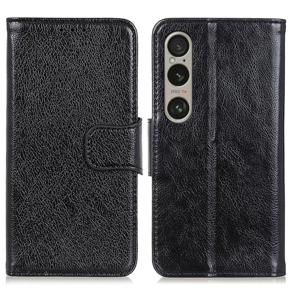 For Sony Xperia 1 VI Textured Split Wallet Case - Black Black