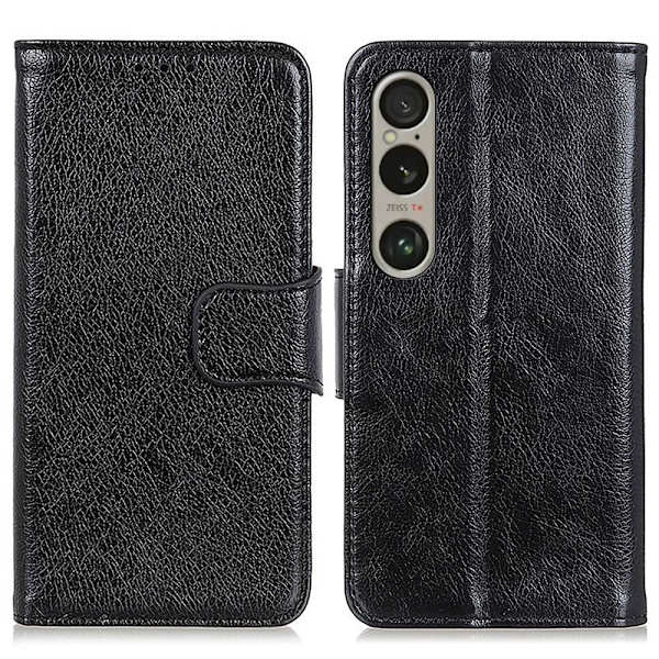 Till Sony Xperia 1 VI  Plånboksfodral Textured Split - Svart Svart