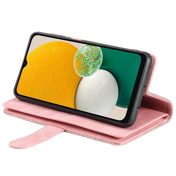 Etui til Samsung Galaxy S24 FE med glidelåslomme, PU-lær, 9 kortlommer Pink gold