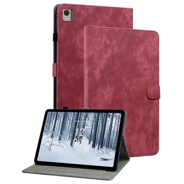 Til Nokia T21 Taske Imprintet Cute Tiger Tablet Cover Kortholder Red