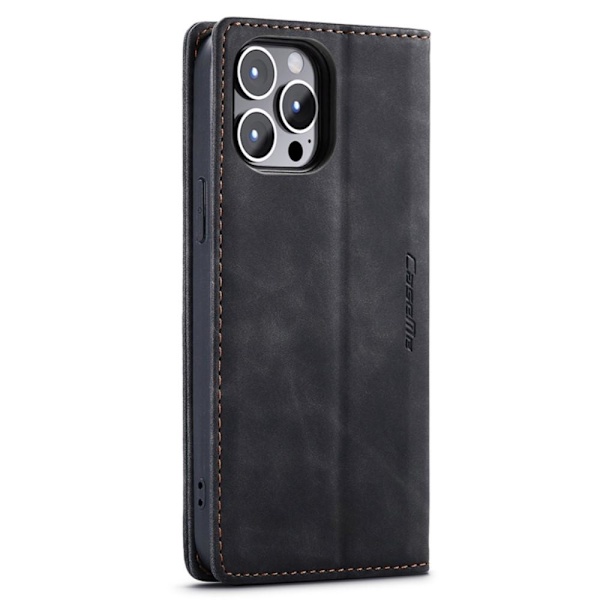 CASEME Retro tegnebog taske til iPhone 14 Pro - sort Black